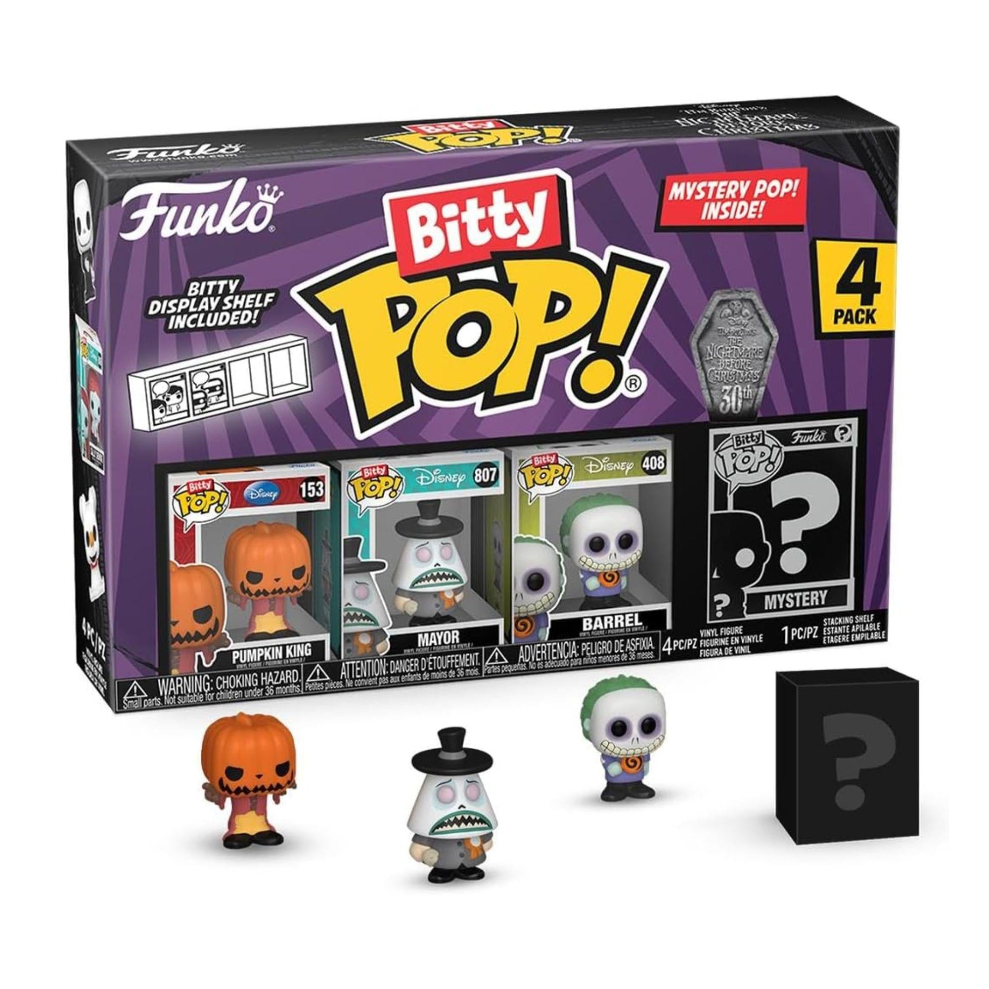 Funko Bitty POP! 4er Set Pumpkin King, Mayor, Barrel Serie 4 - Disney The Nightmare Before Christmas
