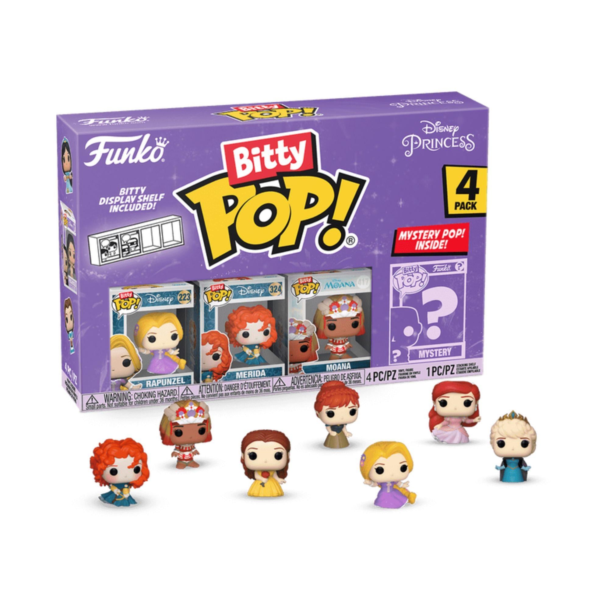 Funko Bitty POP! 4er Set Rapunzel, Merida, Vaina Serie 4 - Disney Princess