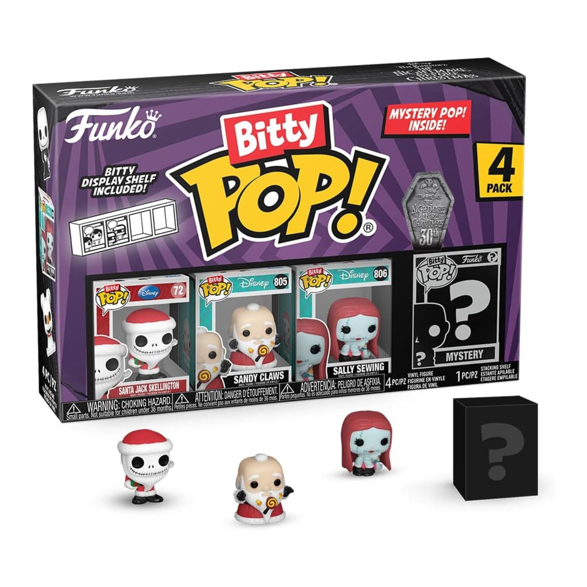 Funko Bitty POP! 4er Set Santa Jack, Sandy Claws, Sally Serie 1 - Disney The Nightmare Before Christmas
