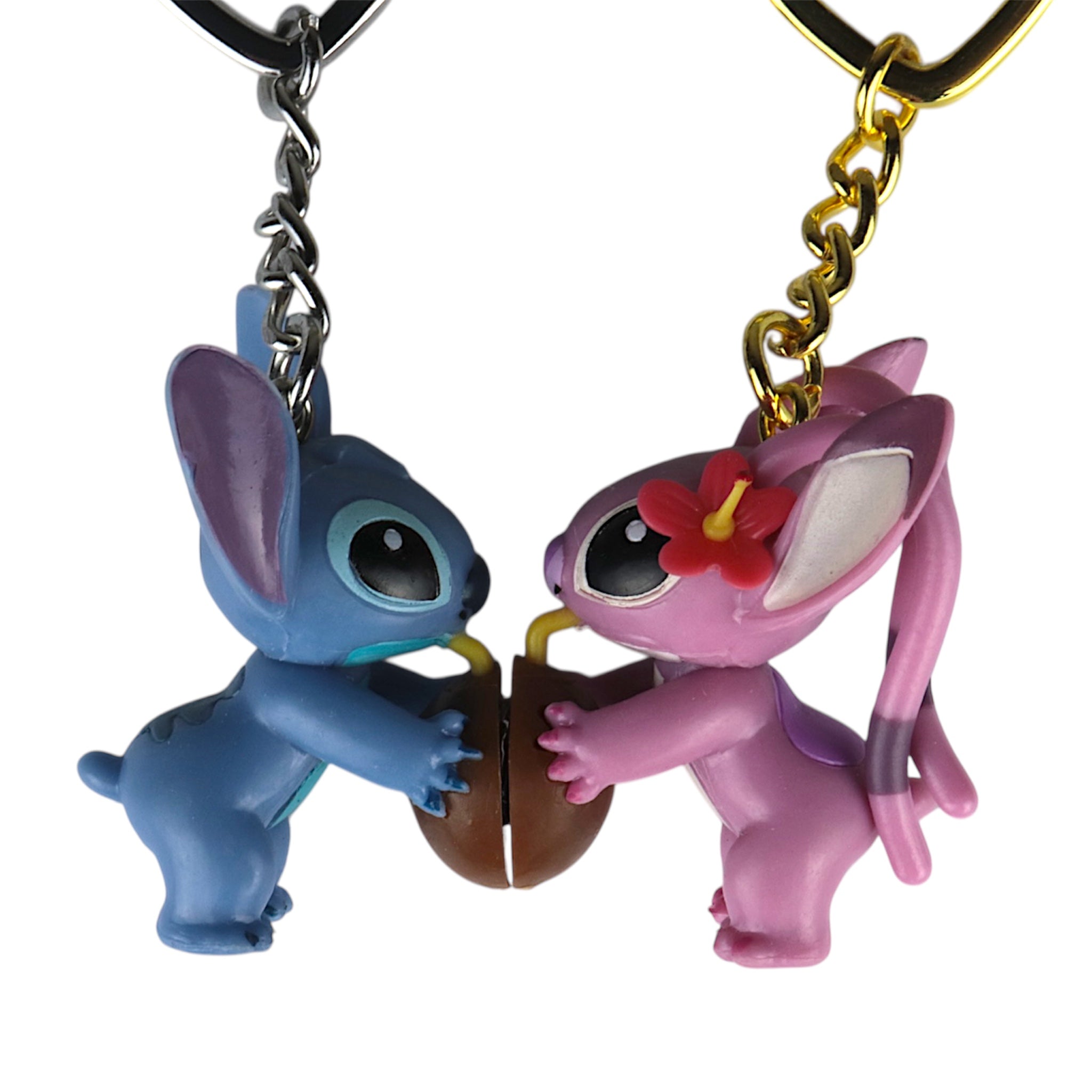 Stich und Angel Kokosnuss Herz Pärchen-Schlüsselanhänger - Disney