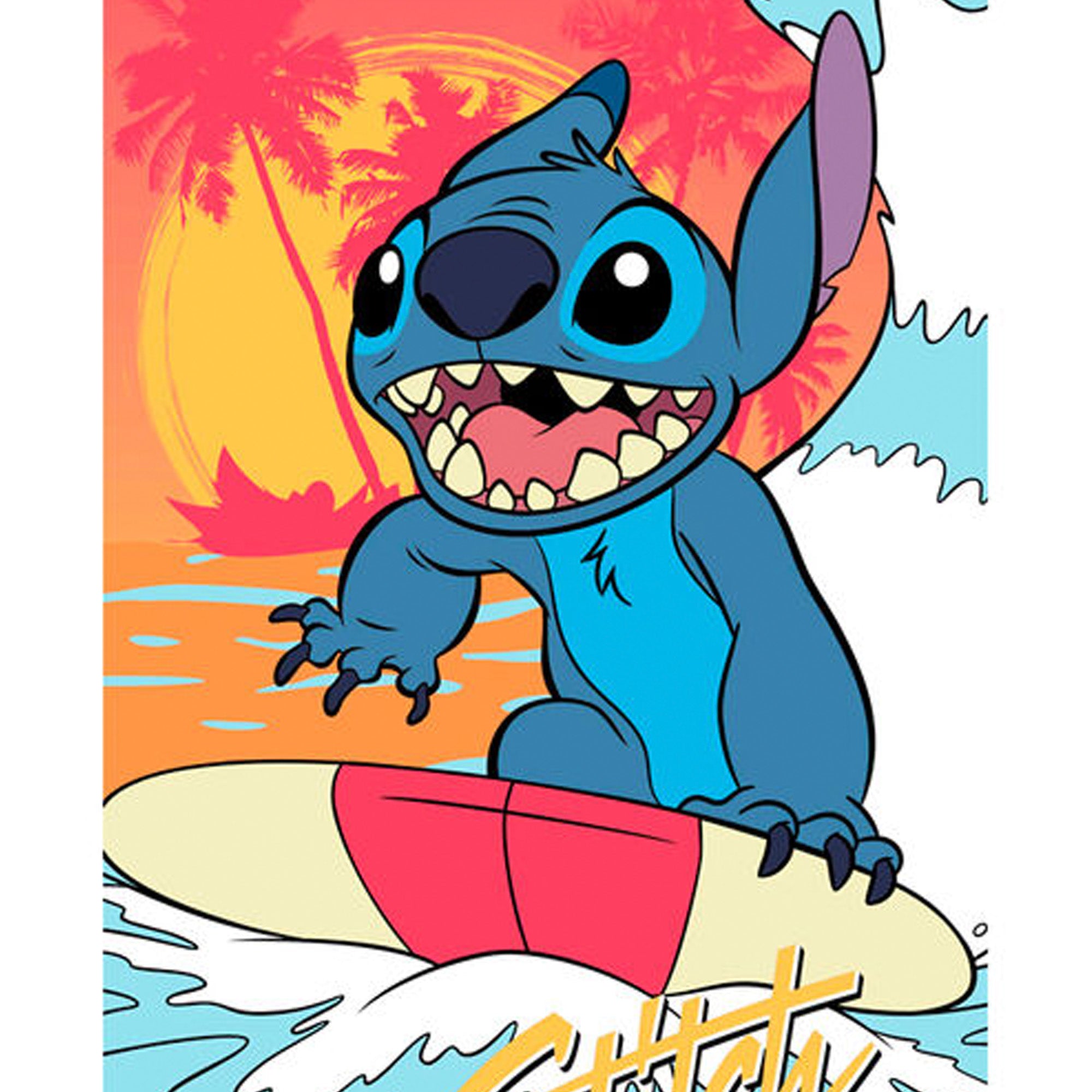 Stitch Surfbrett Strandtuch 140 x 70 cm - Lilo & Stitch