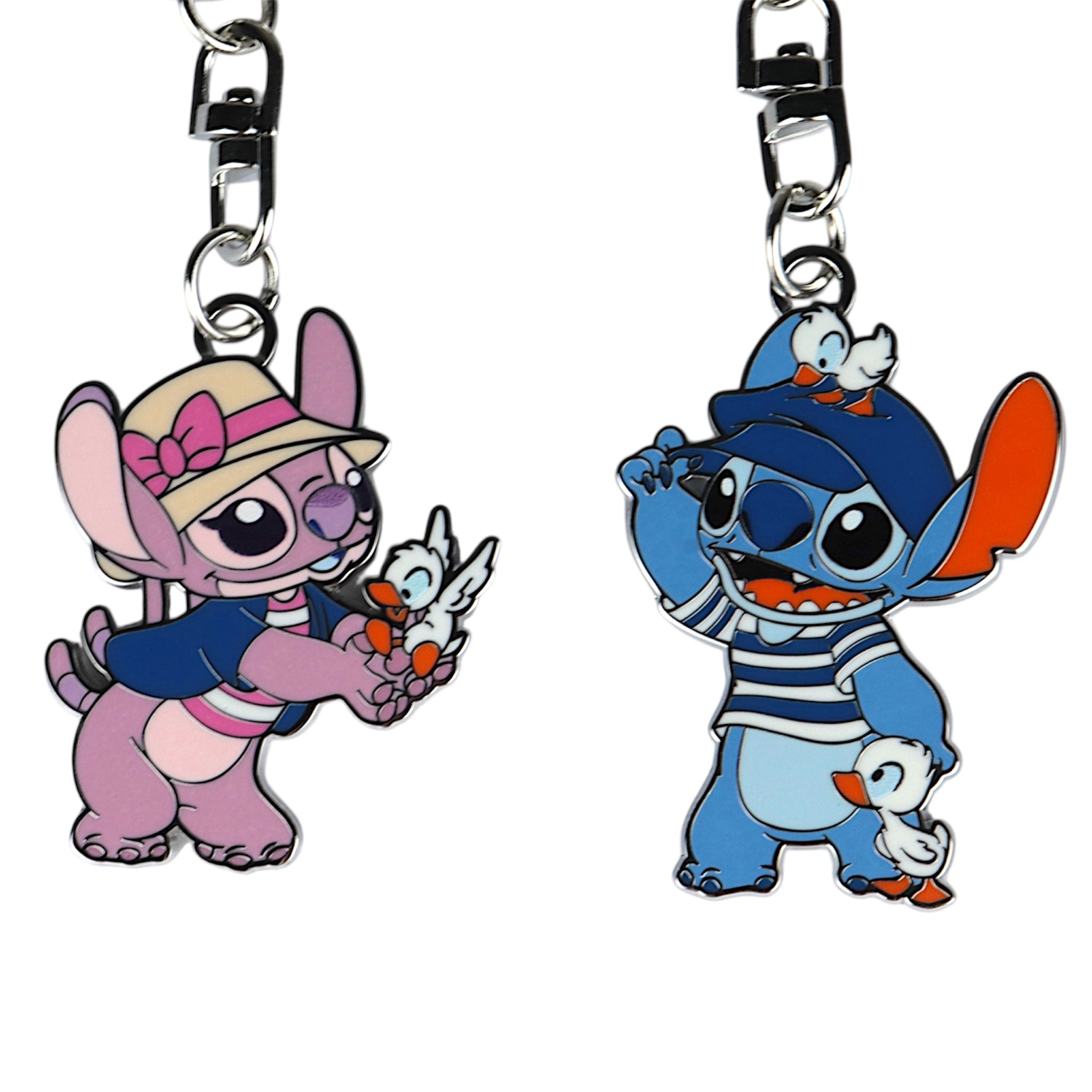 Stich und Angel mit Enten Pärchen-Schlüsselanhänger - Disney