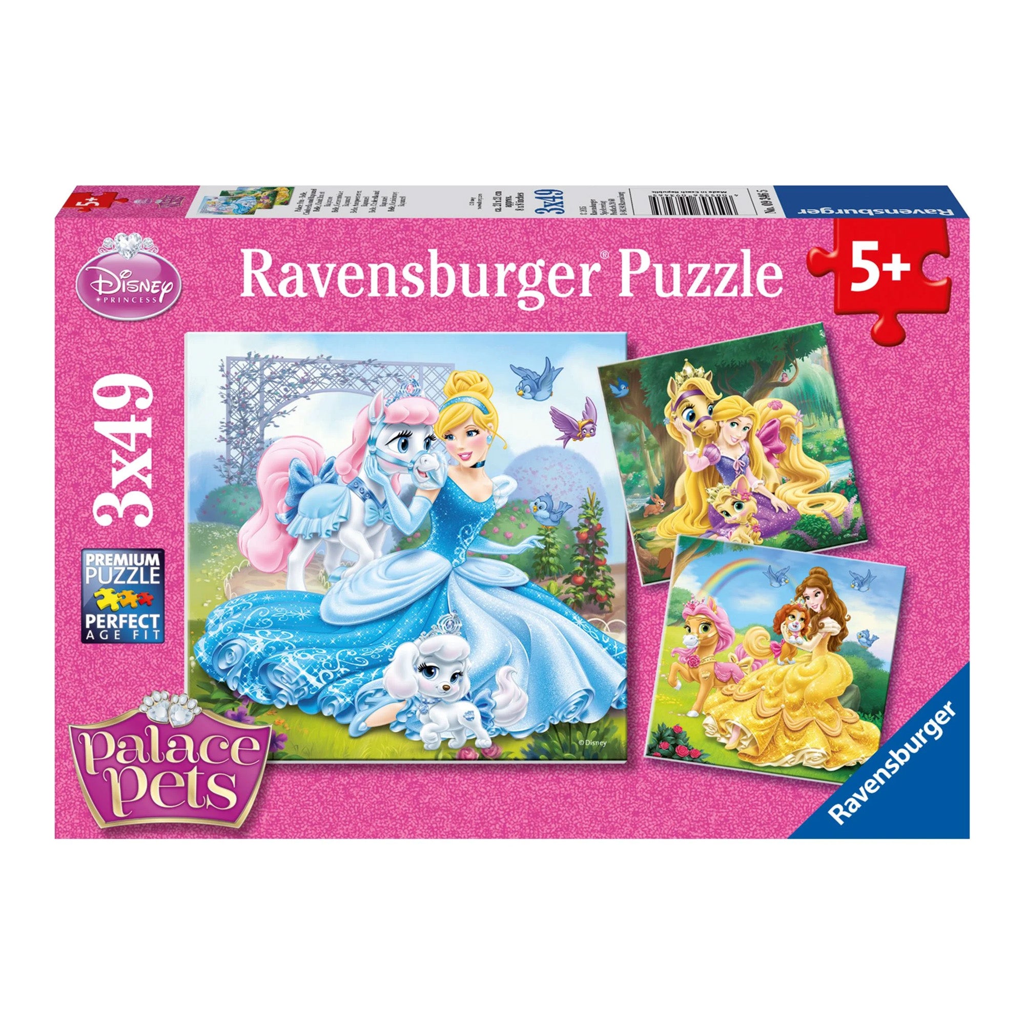 Belle, Cinderella und Rapunzel Kinderpuzzle (3x49 Teile) - Disney