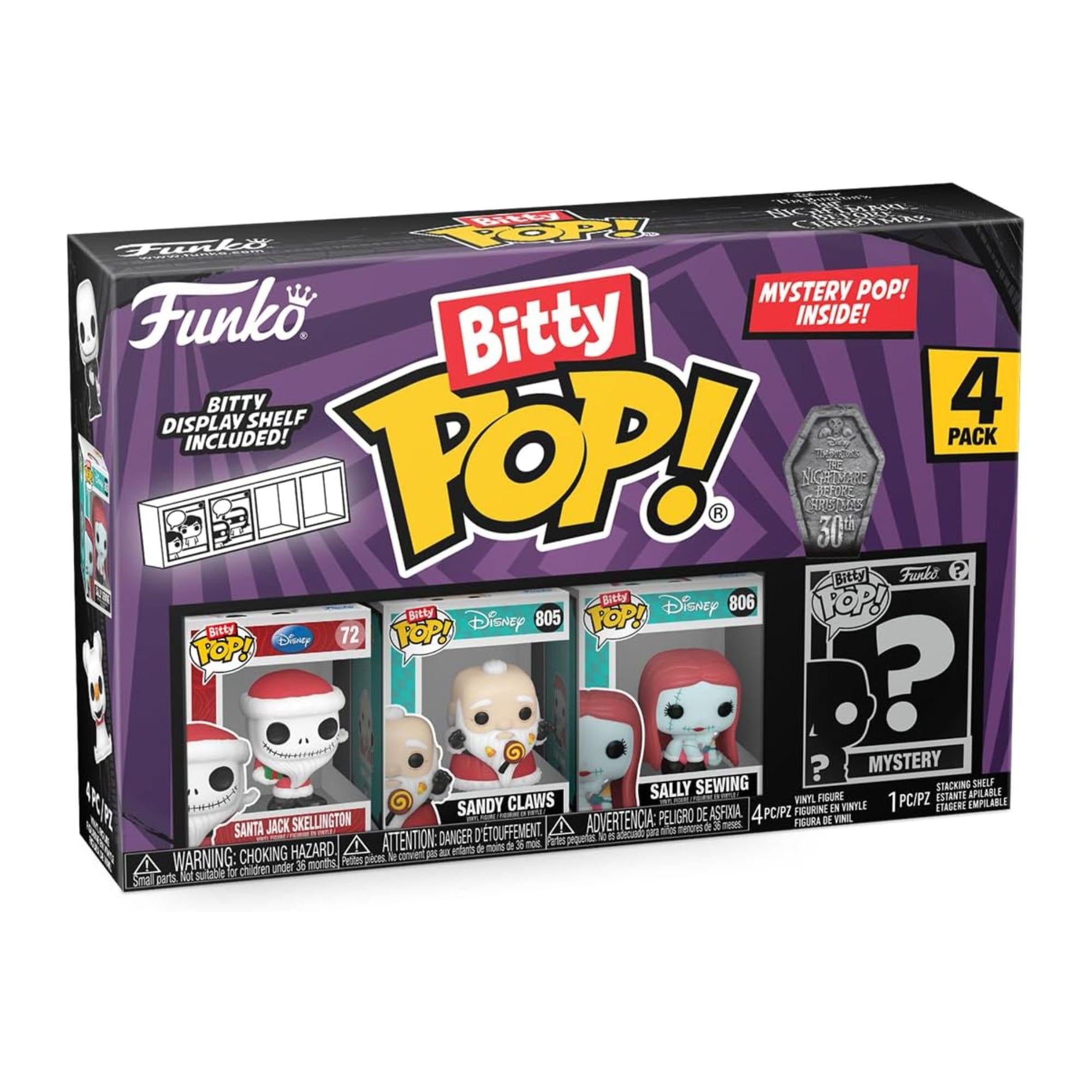 Funko Bitty POP! 4er Set Santa Jack, Sandy Claws, Sally Serie 1 - Disney The Nightmare Before Christmas