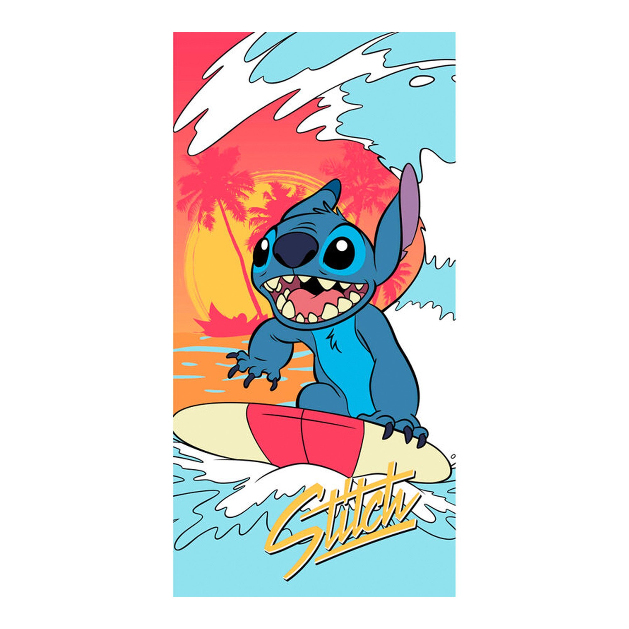 Stitch Surfbrett Strandtuch 140 x 70 cm - Lilo & Stitch