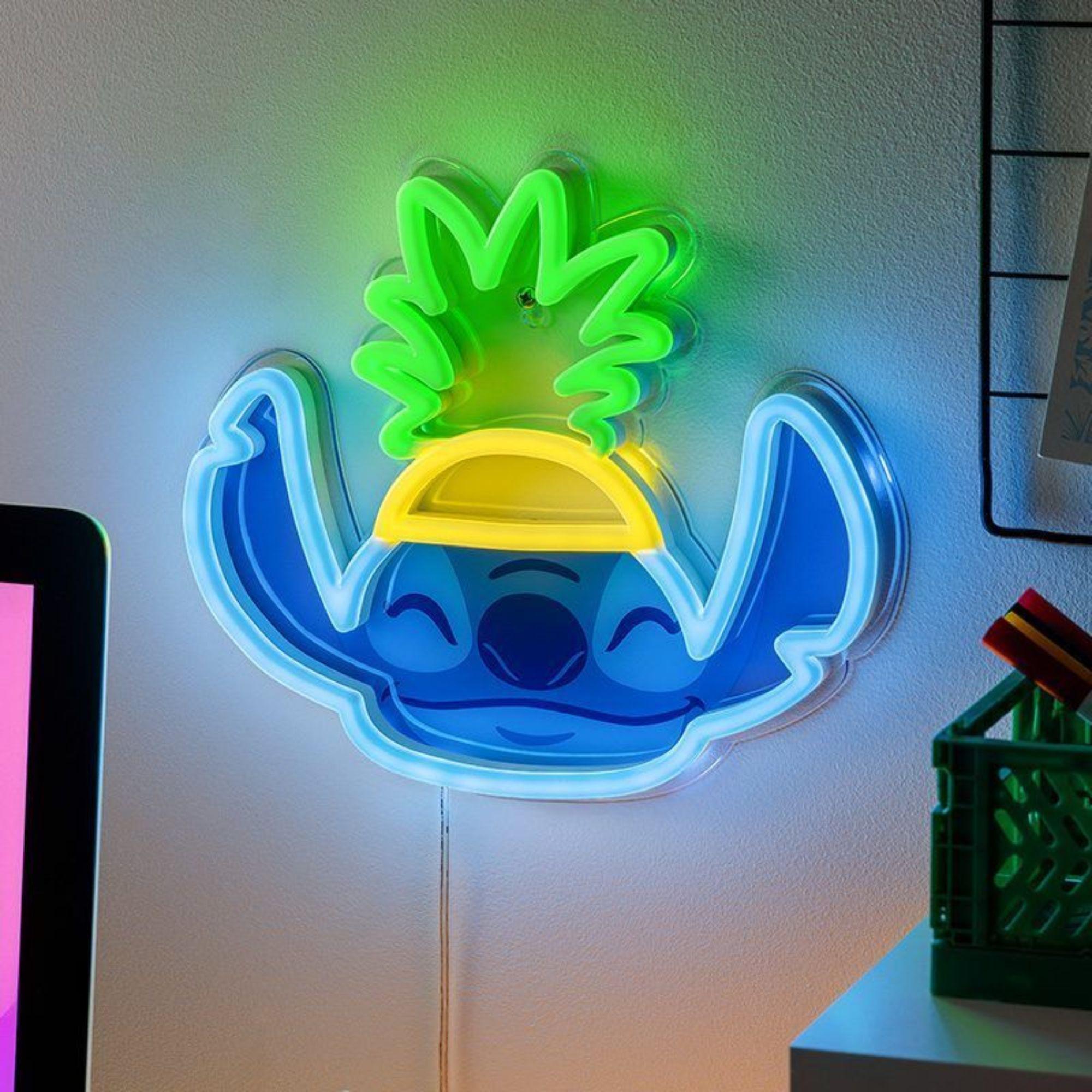 Stitch im Ananashut Wandleuchte Neon - Disney Lilo & Stitch